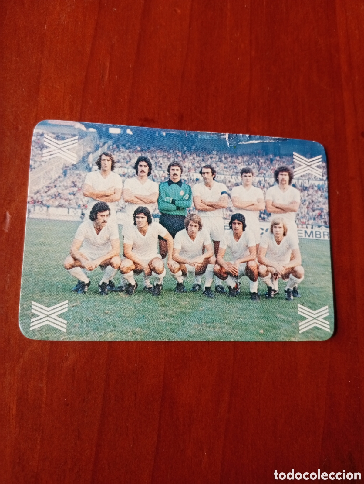 Coleccionismo deportivo: TARJETA DE QUINIELA FOTO REAL MADRID DEL BOSQUE SANTILLANA CARTA