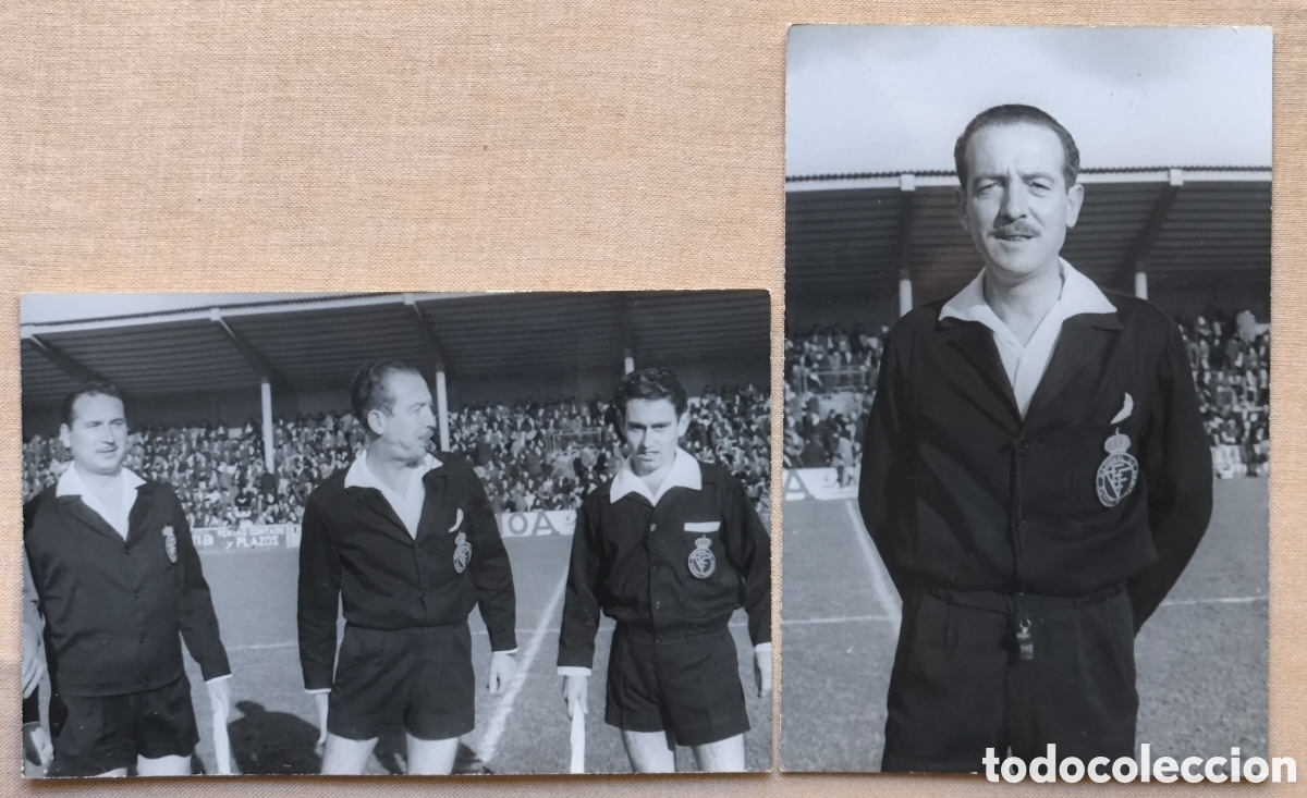 Coleccionismo deportivo: F&Uacute;TBOL &Aacute;RBITRO AZ&Oacute;N ROMA CAMPO DE SAN JUAN PARTIDO OSASUNA VS BETIS FOTOGRAF&Iacute;A PAMPLONA 1959