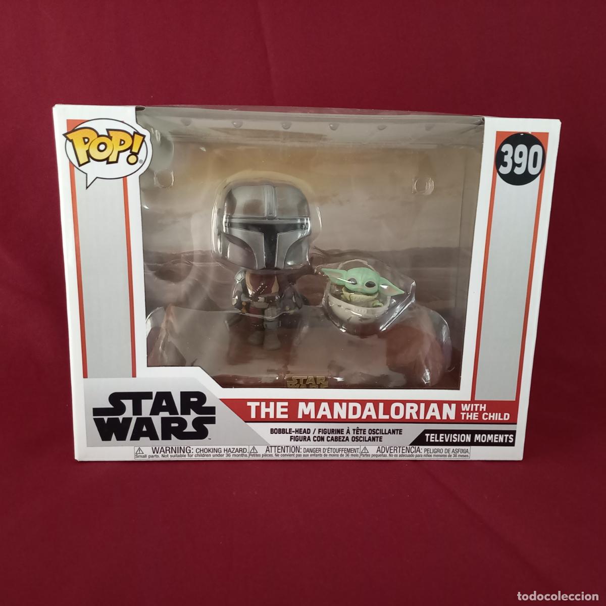 Funko Pop: Figura de la saga Star Wars, The Mandalorian With the Child, Grogu. Funko Pop n&ordm; 390