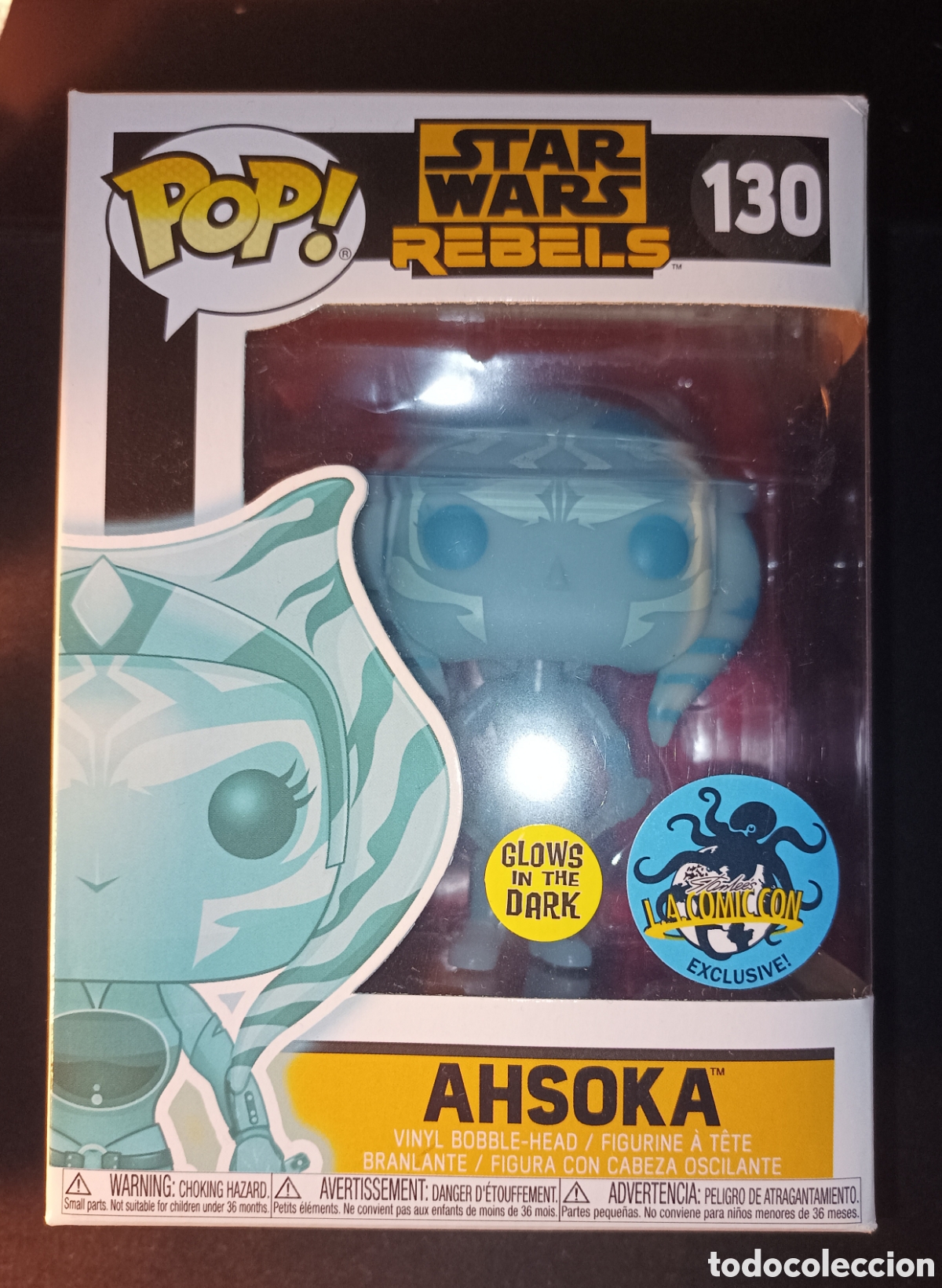 Funko Pop: Funko Pop Ahsoka 130 Glow Dark LA Comic Con Exclusivo SIN ABRIR Brilla oscuridad
