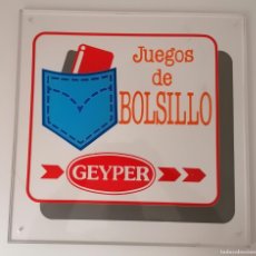 Geyperman: GEYPER JUEGOS DE BOLSILLO CARTEL DE METACRILATO, AÑOS 80 - 44,5X44,5X1 - 2,4 KG-EXPOSICIÓN