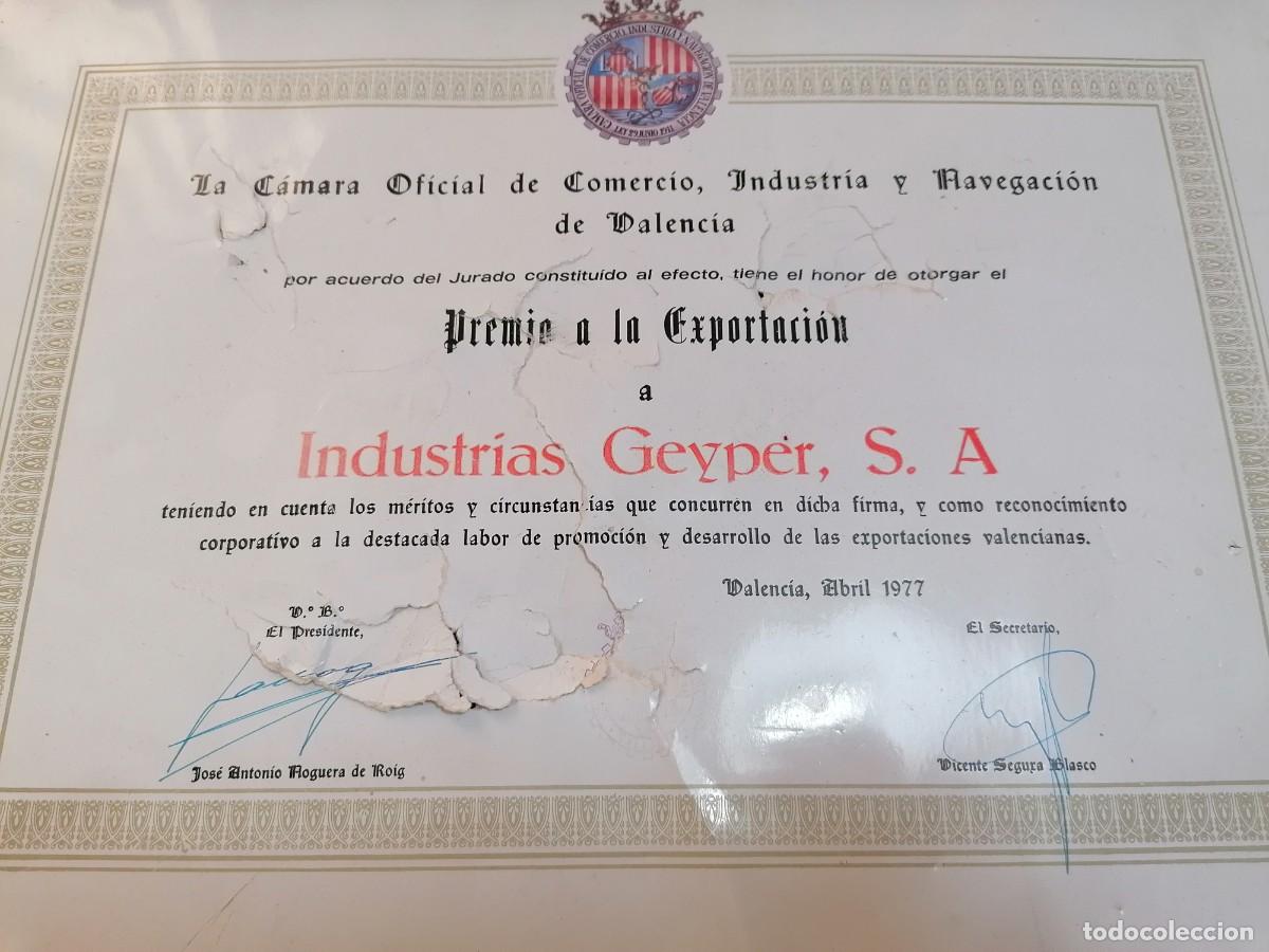 Geyperman: GEYPER CUADRO PREMIO A LA EXPORTACI&Oacute;N 1977. C&Aacute;MARA DE COMERCIO. - Foto 2