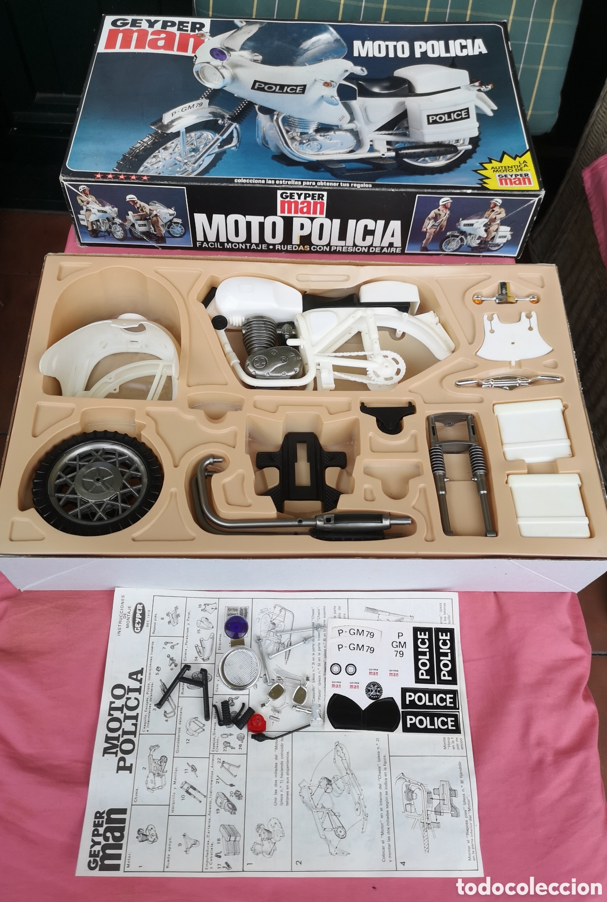 Geyperman: GEYPER MAN. MOTO POLIC&Iacute;A. Ref. 7419. SIN USAR. CAJA BIEN. ALG&Uacute;N DEFECTO. Geyper. 1975 Hasbro.