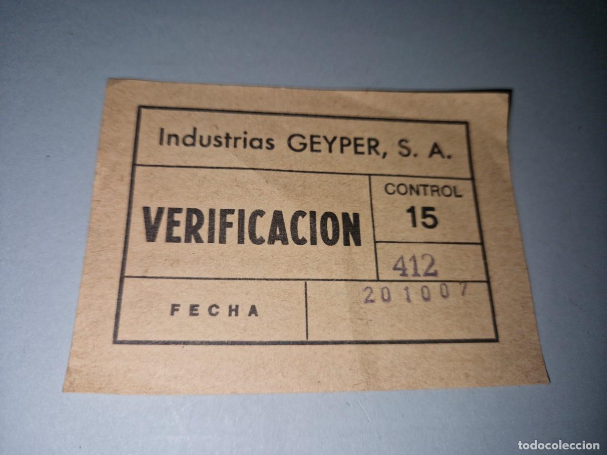 Geyperman: GEYPERMAN - hoja de verificaci&oacute;n de control geyperman de GEYPER a&ntilde;os 70