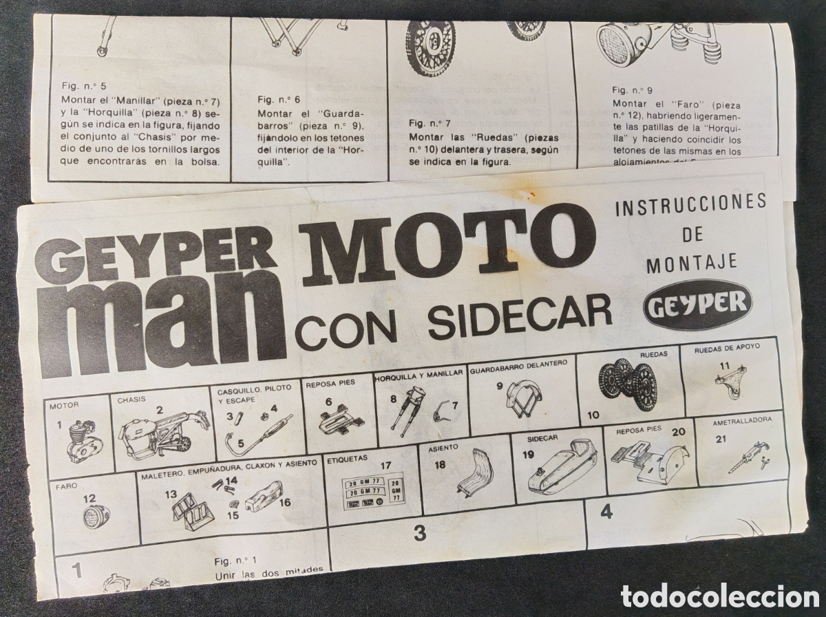 Geyperman: Prospecto o folleto de instrucciones de montaje de la &ldquo;Moto con Sidecar&rdquo; de Geyperman