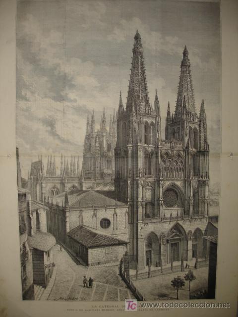 Grabados antiguos y estampaciones: LA CATEDRAL DE BURGOS - Foto 1