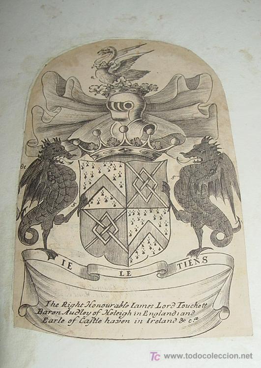 Druckgrafik: ANTIGUO GRABADO DE POR LOS DOS LADOS SOBRE PAPEL MANAUT - HERALDICA - DE LOS ESCUDOS THE RIGHT HONOU
