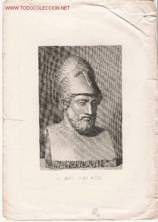 Grabados antiguos y estampaciones: Grabado calcogr&aacute;fico : Los h&eacute;roes griego, Pericles, - Foto 1
