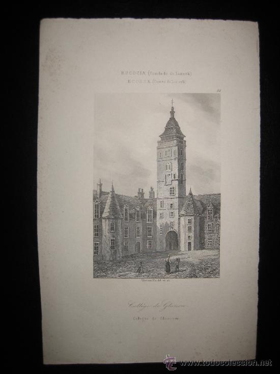 Grabados antiguos y estampaciones: Grabado de Escocia. College de Glasgow - Foto 1