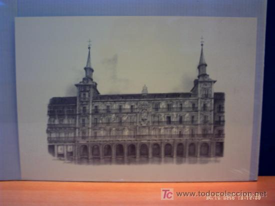 Grabados antiguos y estampaciones: Grabado original Plaza Mayor de Madrid - Foto 1