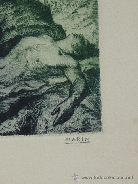 Grabados antiguos y estampaciones: Antiguo grabado de MARIN - Foto 2
