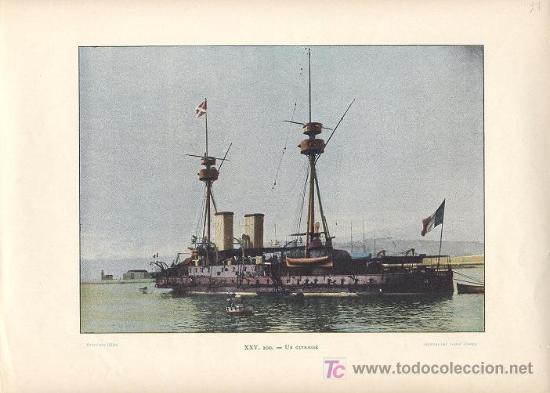 Grabados antiguos y estampaciones: ANTIGUO GRABADO,  UN ACORAZADO - Foto 1