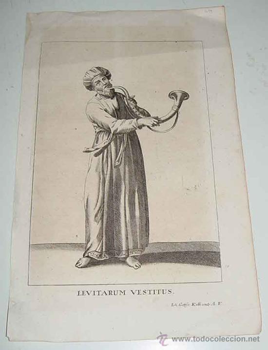 Druckgrafik: ANTIGUO GRABADO DE LEVITARUM VESTITUS - IOH. GOTTFR. KOTB. SCULP. A.V. - MIDE 38 X 24 CMS.
