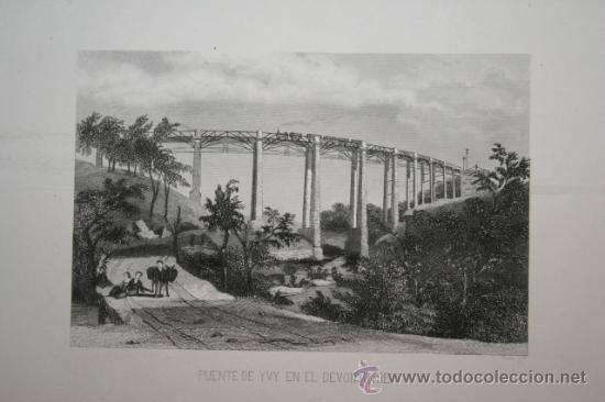 Grabados antiguos y estampaciones: Puente deYvy en el Devonshire. A. Roca. - Foto 1