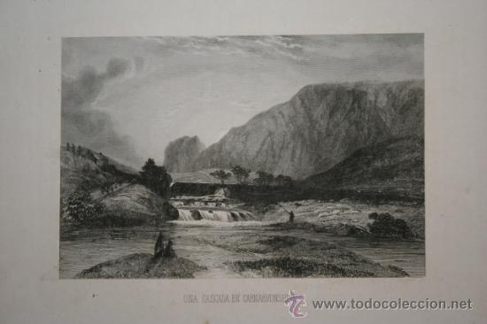 Grabados antiguos y estampaciones: Una cascada en Carnarvonshire. A. Roca. - Foto 1