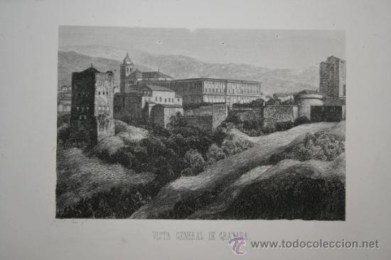 Grabados antiguos y estampaciones: Vista general de Granada. A. Roca. - Foto 1