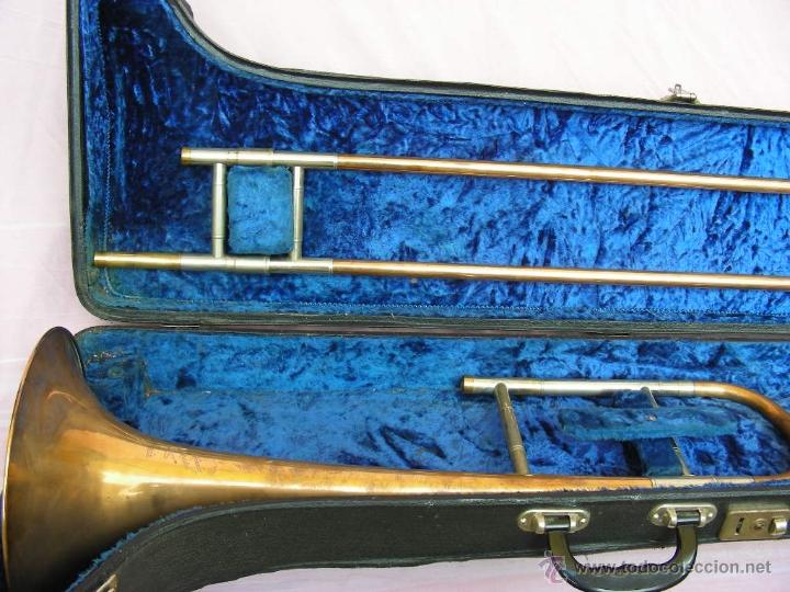 Instrumentos musicales: Antiguo trombón de varas con estuche original - Foto 3 - 39578752