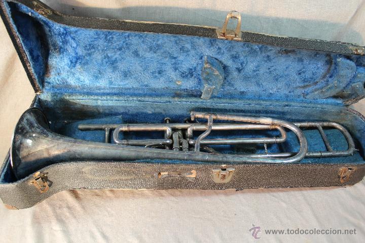 Instrumentos musicales: TROMBON DE PISTONES ANTIGUO - Foto 1