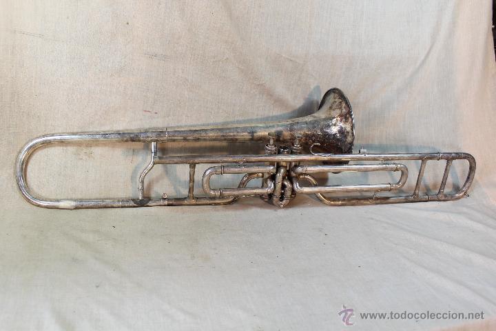 Instrumentos musicales: TROMBON DE PISTONES ANTIGUO - Foto 2