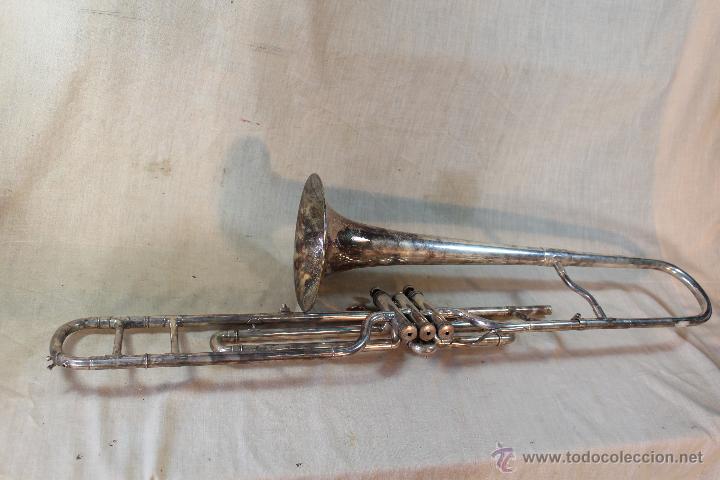Instrumentos musicales: TROMBON DE PISTONES ANTIGUO - Foto 7