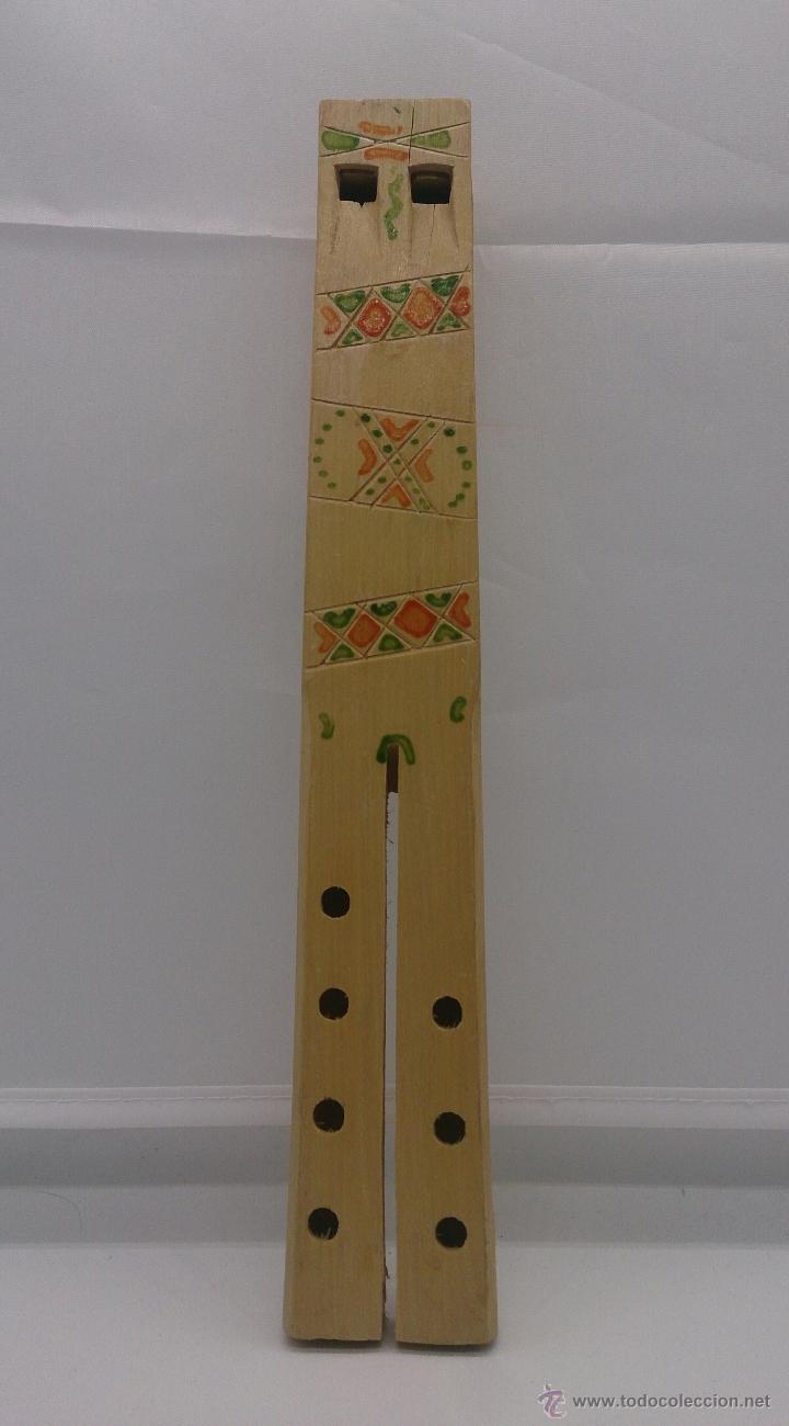 Instrumentos musicales: Flauta antigua doble en madera de estilo arte etnográfico pastoril , ( BULGARIA ). - Foto 1 - 87548807