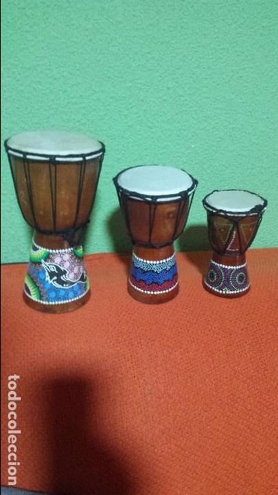 Instrumentos musicales: COLECCION DE 3 DJEMBES - Foto 1