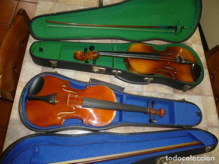 Instrumentos musicales: Lote de 2 antiguos violines checos Stradivarius - Foto 2 - 174085100