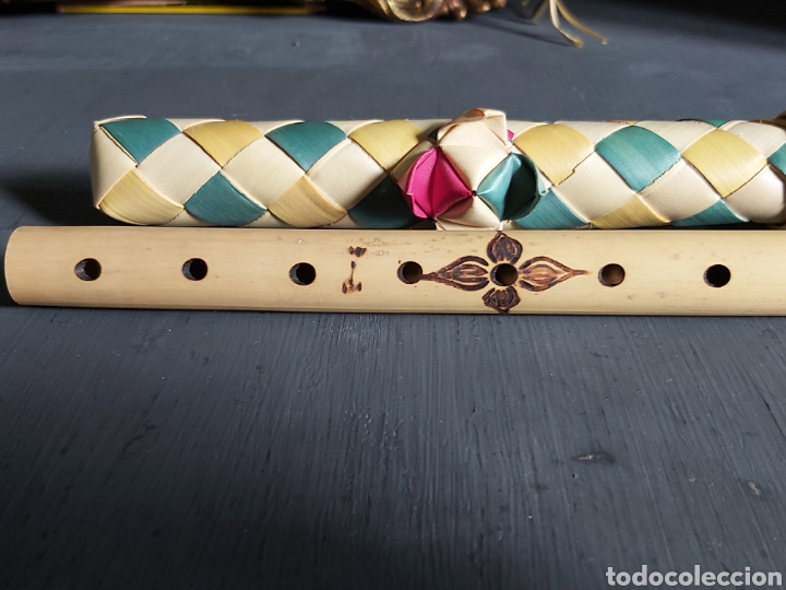 Instrumentos musicales: Flauta de ca&ntilde;a con su funda. Sin uso. - Foto 3