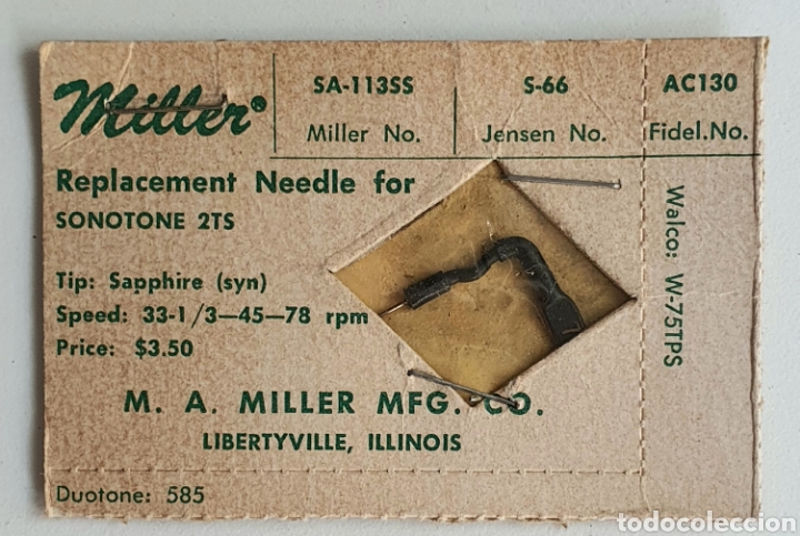 Instrumentos musicales: AGUJA TOCADISCOS MILLER - Foto 1