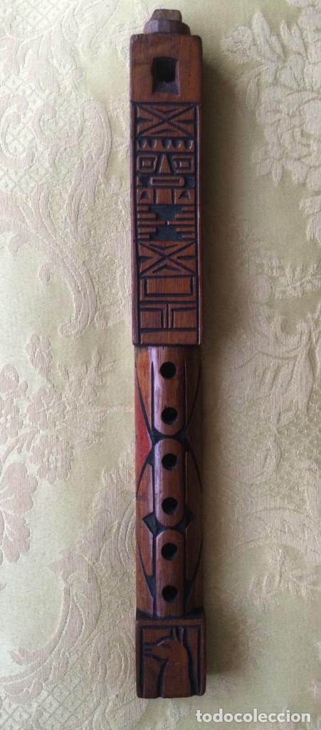 Instrumentos musicales: FLAUTA PERUANA, TALLADA A MANO, PER&Uacute;, 33 CM - Foto 1