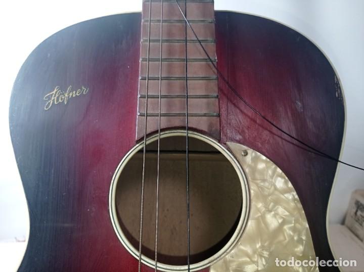Instrumentos musicales: Guitarra antigua Parlor Hofner 520 model 1950/60. El primer modelo que construyó pieza difícil - Foto 4 - 299268933