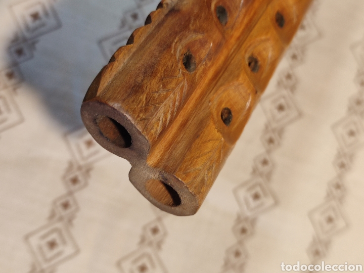 Instrumentos musicales: Flauta doble artesanal de madera tallada - Foto 6
