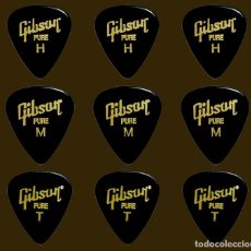 Instrumentos musicales: PACK LOTE 9 PÚAS GUITARRA GIBSON PURE. Lote 339412583
