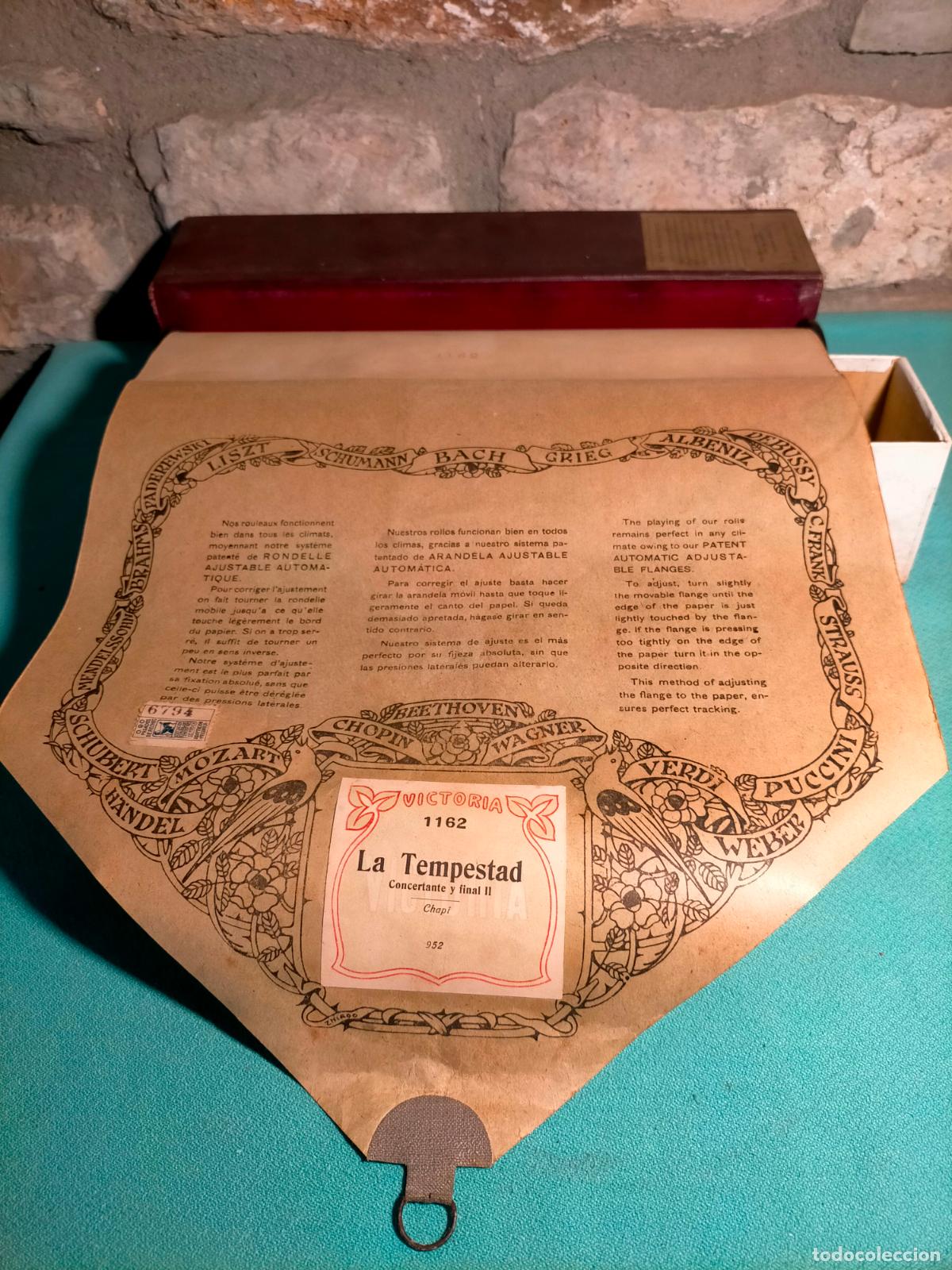 Instrumentos musicales: Rollo de pianola antiguo con caja La Tempestad Chapi 1162 - Foto 5