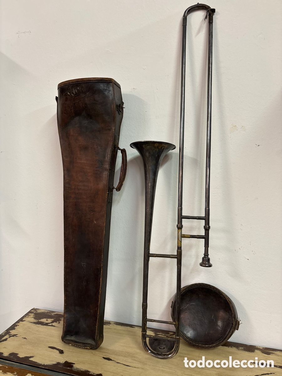 Instrumentos musicales: Tromb&oacute;n de varas. Con su funda de cuero. - Foto 2