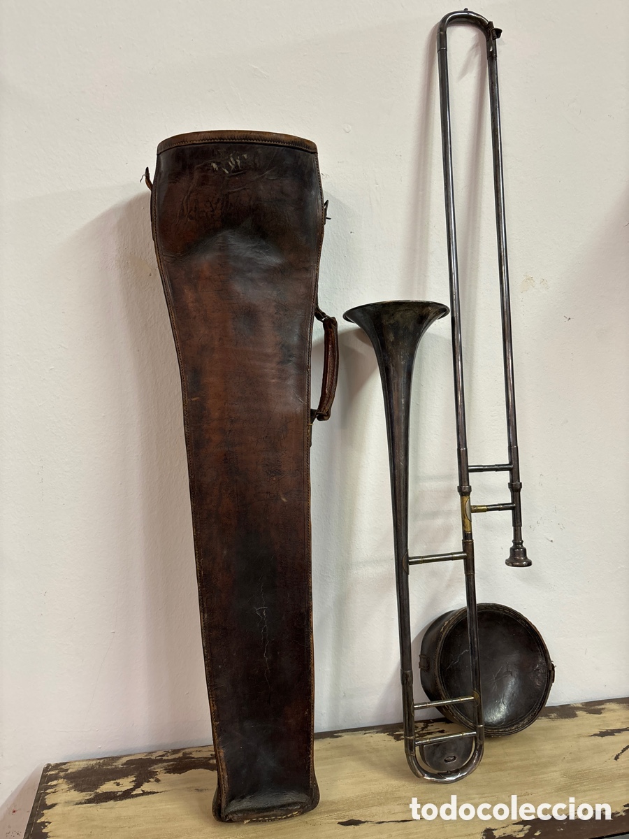 Instrumentos musicales: Tromb&oacute;n de varas. Con su funda de cuero. - Foto 3