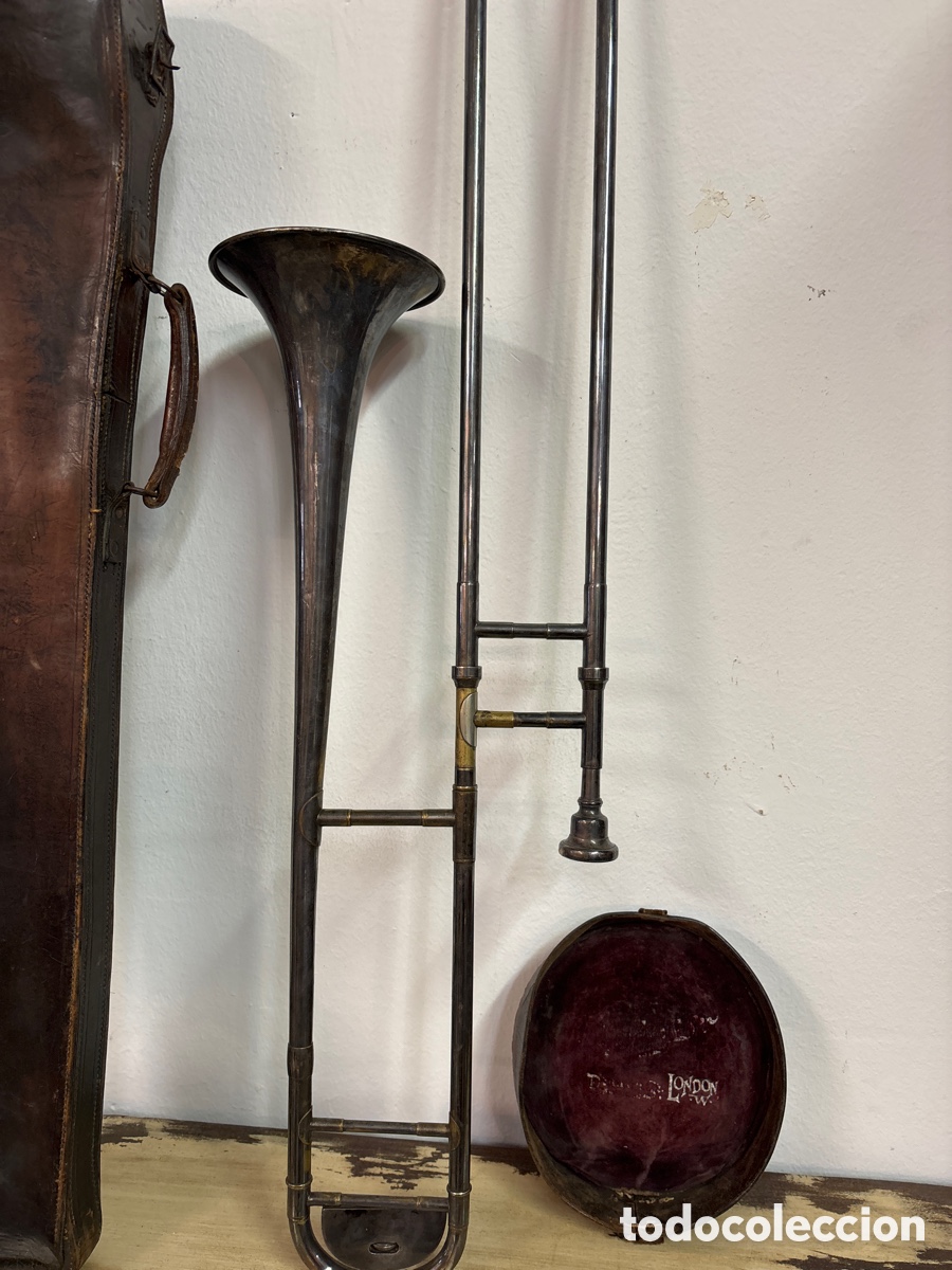 Instrumentos musicales: Tromb&oacute;n de varas. Con su funda de cuero. - Foto 7