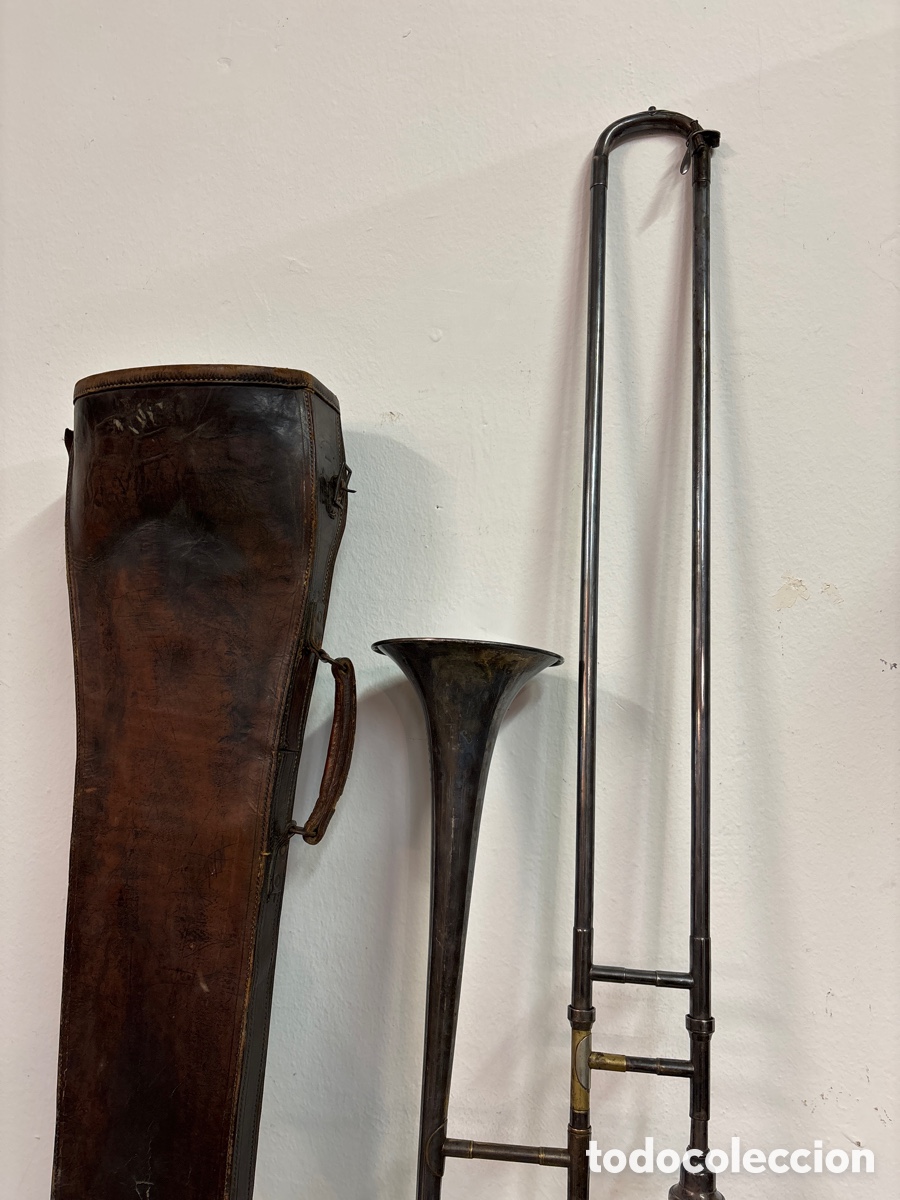 Instrumentos musicales: Tromb&oacute;n de varas. Con su funda de cuero. - Foto 8