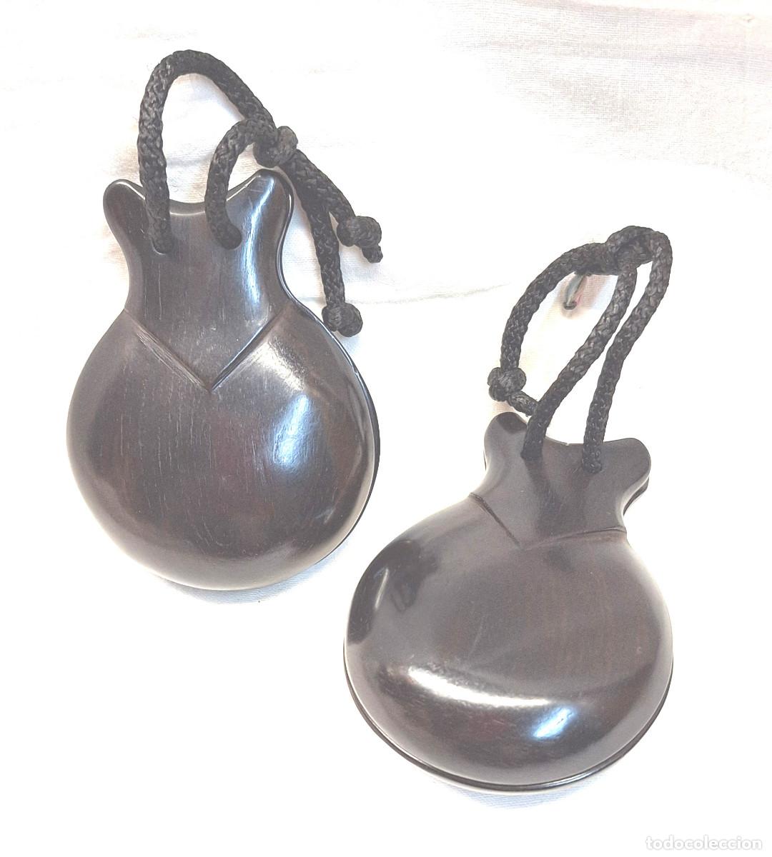 Instrumentos musicales: Casta&ntilde;uelas Madera noble Jacaranda. Med. 9 cm - Foto 1