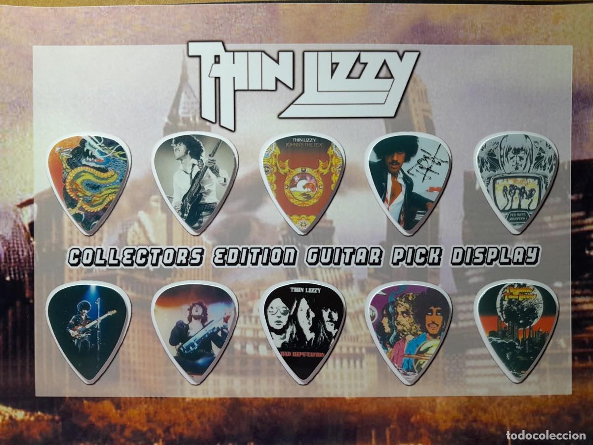 Instrumentos musicales: THIN LIZZY. COLECCI&Oacute;N DE 10 P&Uacute;AS DE GUITARRA. - Foto 1