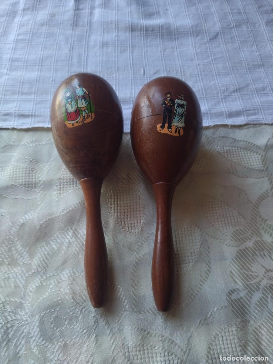 Instrumentos musicales: MARACAS ANTIGUAS TRADICIONALES EN MADERA - Foto 1