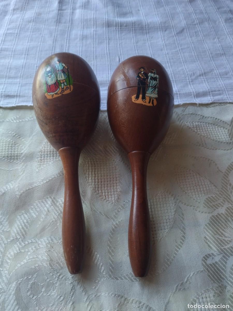 Instrumentos musicales: MARACAS ANTIGUAS TRADICIONALES EN MADERA - Foto 2