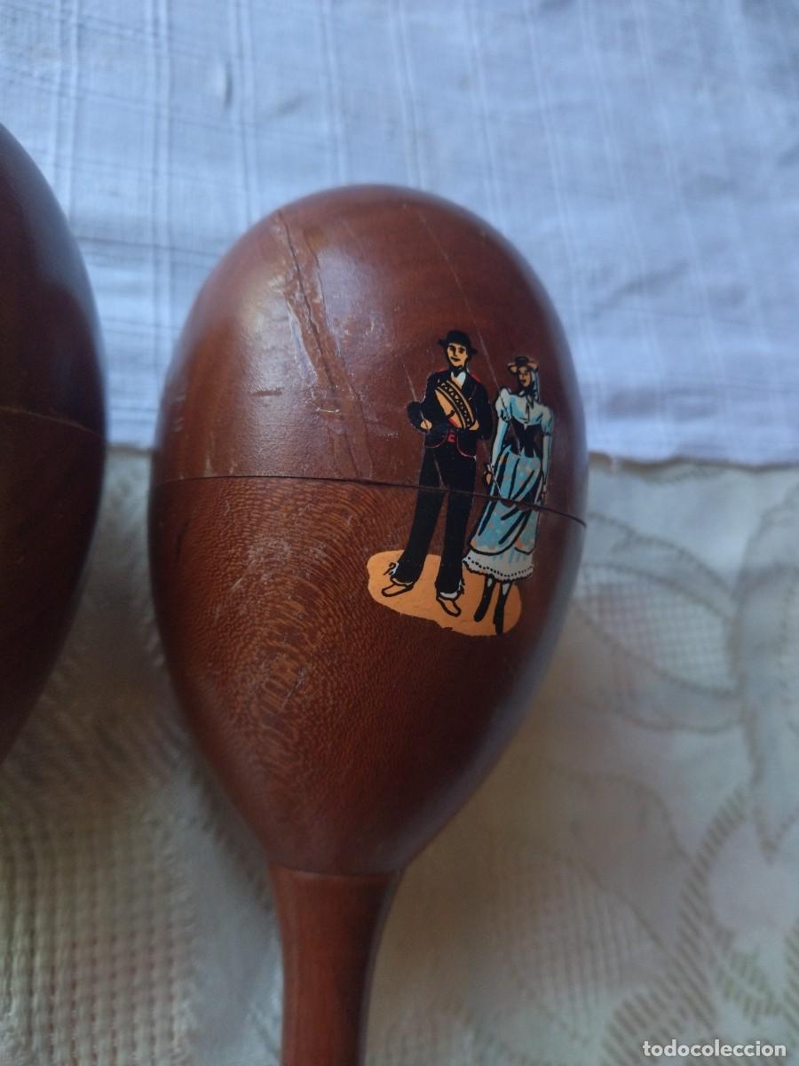Instrumentos musicales: MARACAS ANTIGUAS TRADICIONALES EN MADERA - Foto 4