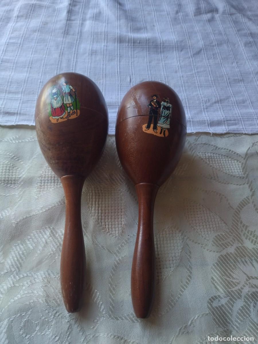 Instrumentos musicales: MARACAS ANTIGUAS TRADICIONALES EN MADERA - Foto 6