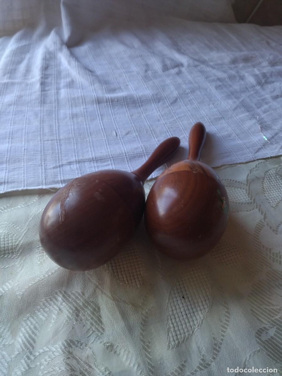 Instrumentos musicales: MARACAS ANTIGUAS TRADICIONALES EN MADERA - Foto 7