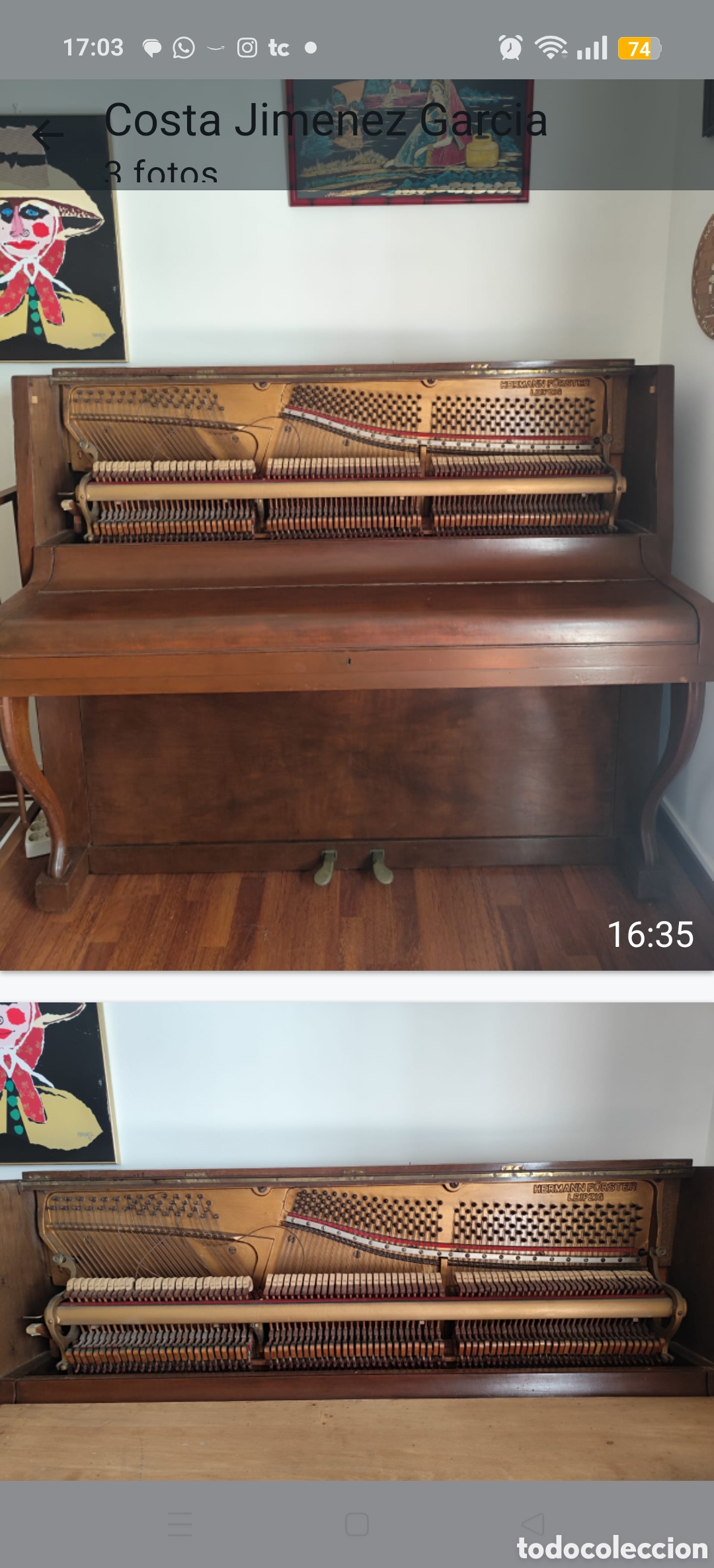 Instrumentos musicales: Piano de pared antiguo - Foto 4