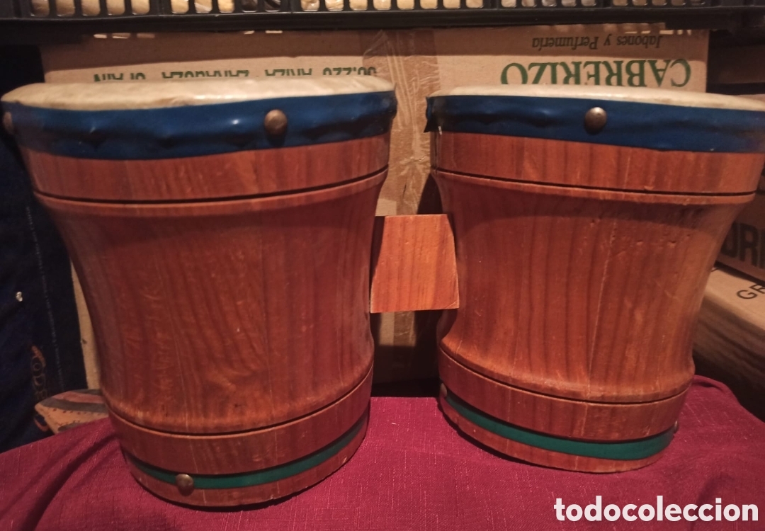 Instrumentos musicales: Bongo de madera a&ntilde;os 70 - Foto 1