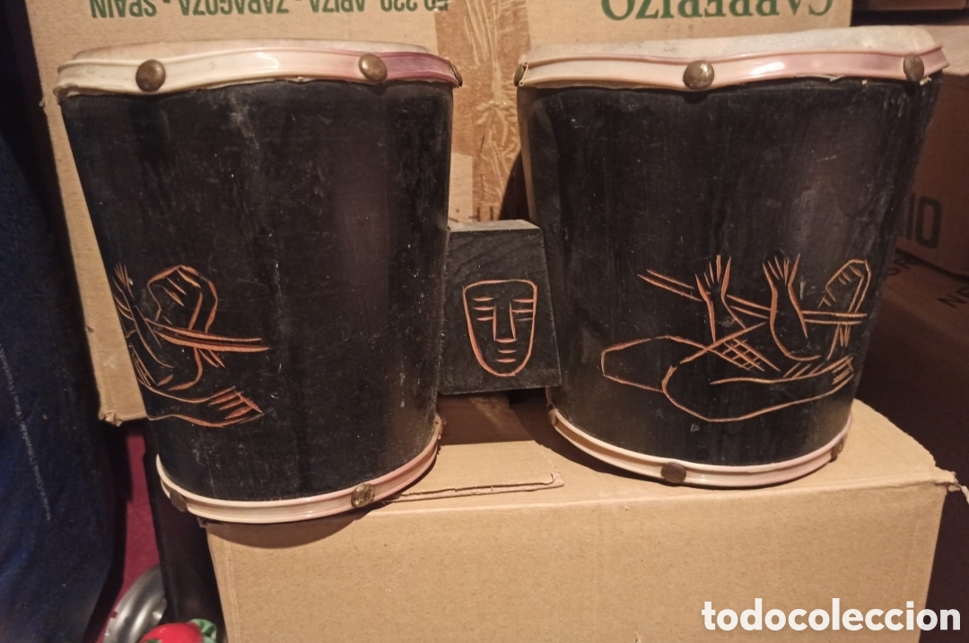 Instrumentos musicales: Bongo africano de madera - Foto 1