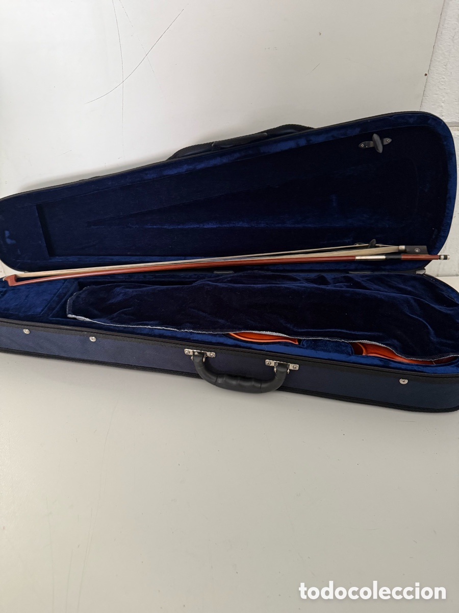 Instrumentos musicales: Viol&iacute;n antiguo de madera con estuche - Foto 3
