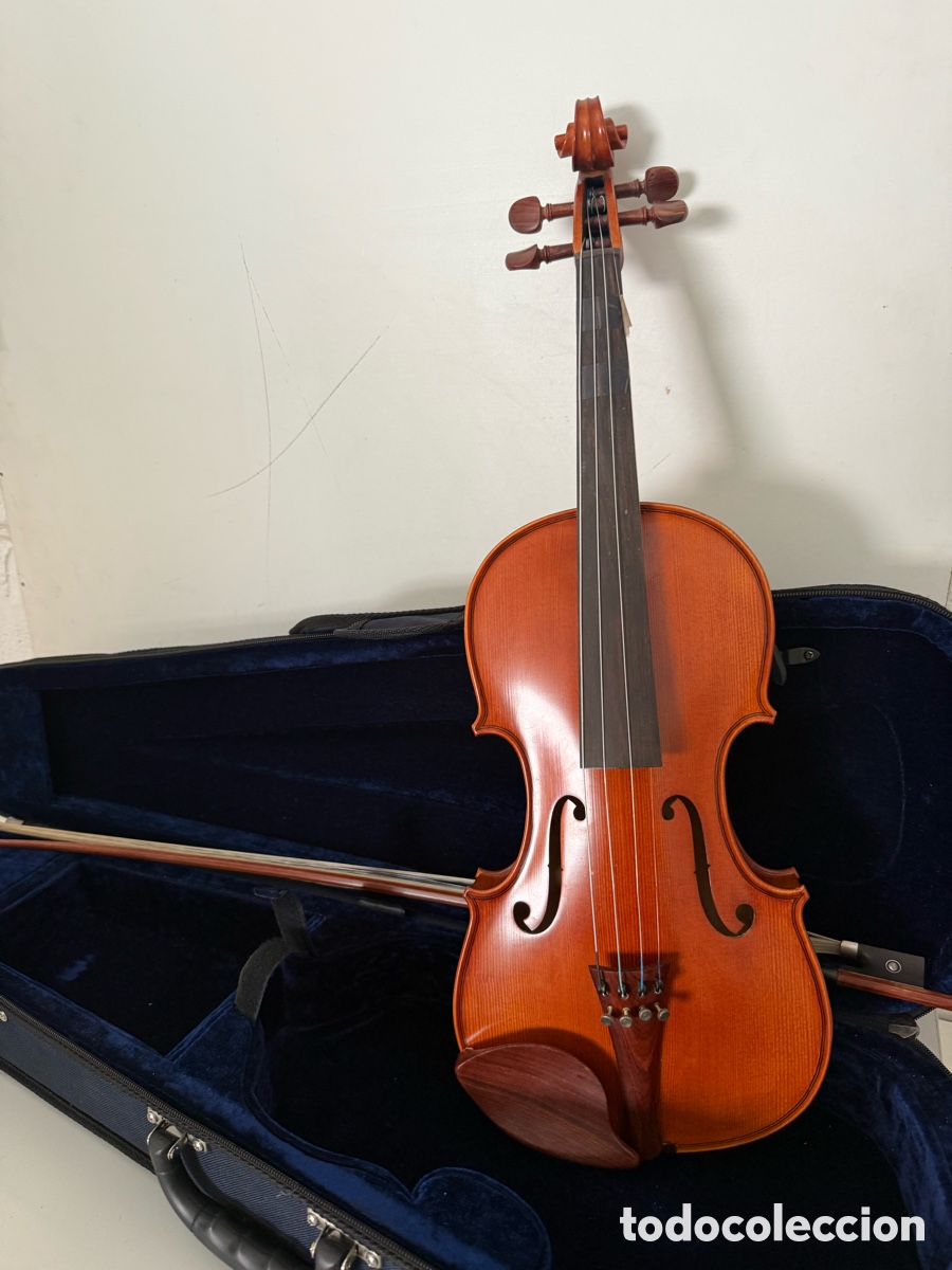 Instrumentos musicales: Viol&iacute;n antiguo de madera con estuche - Foto 4